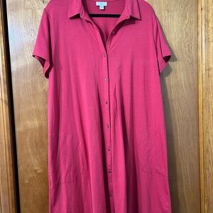 J. Jill Red/Pink Button-Front Dress